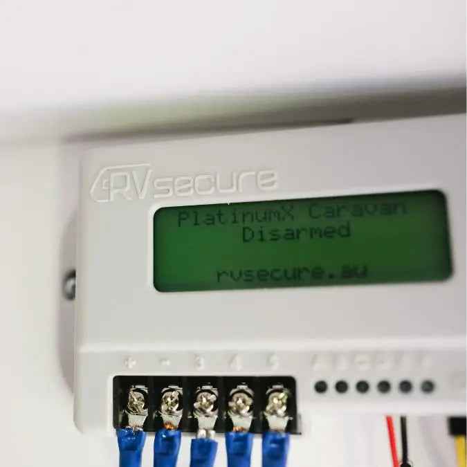 PlatinumX Gen3 Caravan Alarm System by RVsecure on display for rv security.