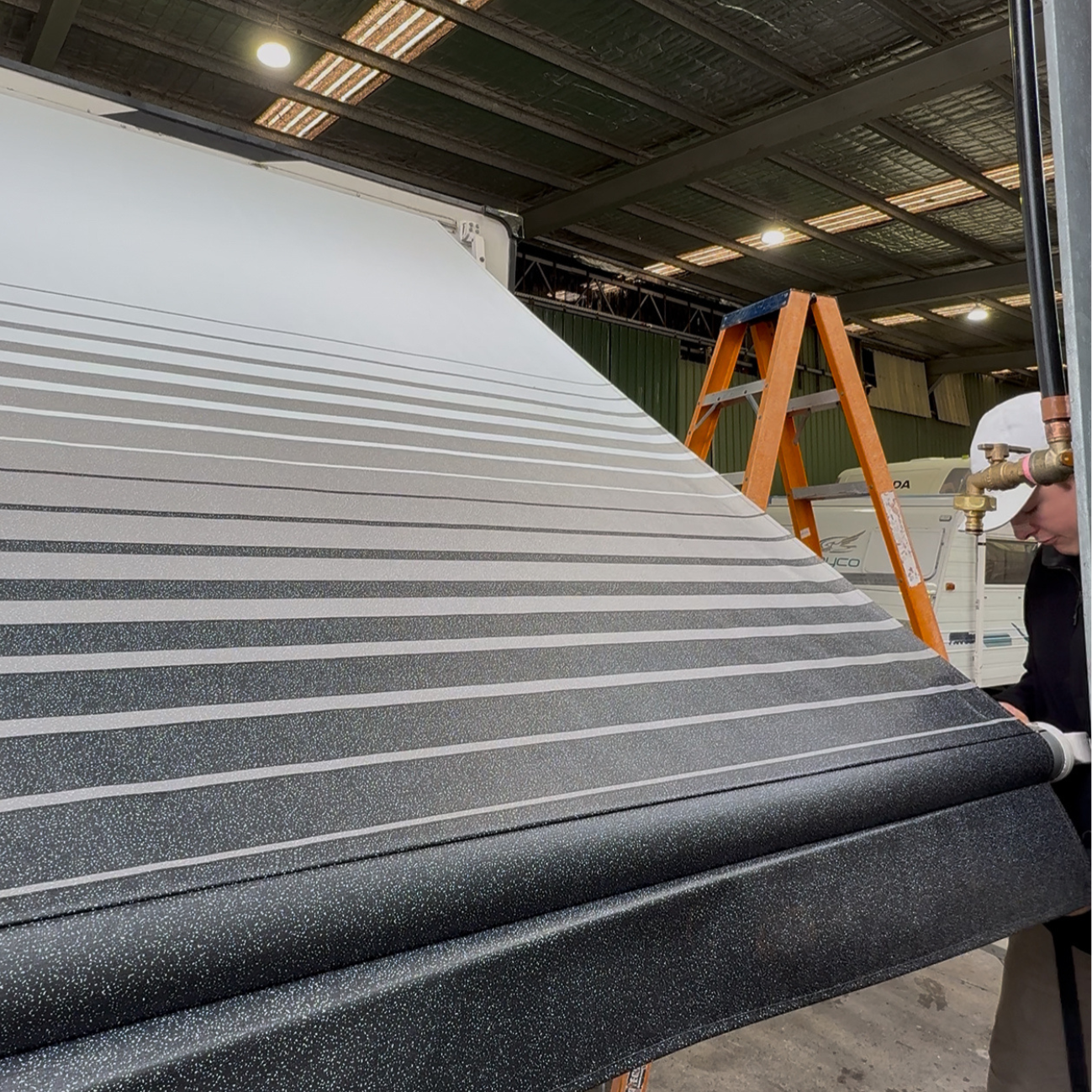 Expert motorhome awning repairs in Goulburn by Sampson Tuck, featuring a quality repair for enhanced RV protection